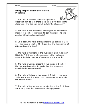 Using Proportions to Solve Word Problems Worksheet