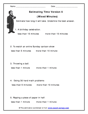 Estimating Time Worksheet