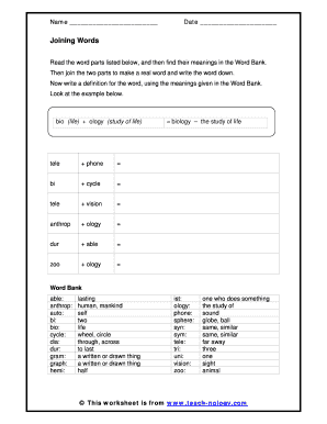 Joining Words Worksheet