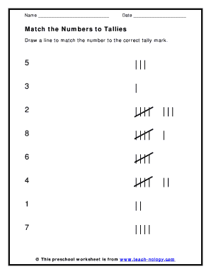 Preschool Number Matching Worksheet