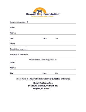 Hawaii Dog Foundation Donation Form
