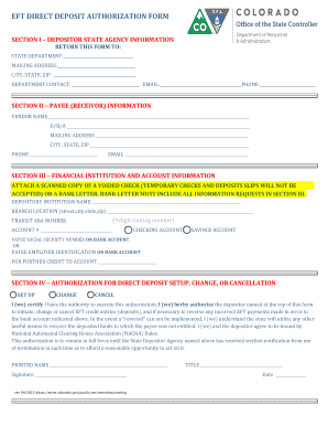 EFT Direct Deposit Authorization Form