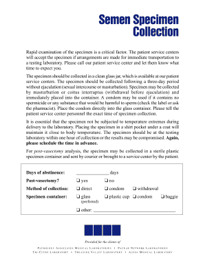 Semen Specimen Collection Form