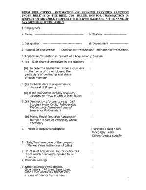 BHEL Employee Property Transaction Form