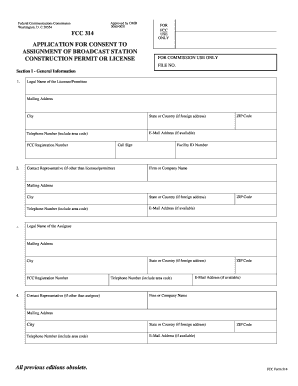 FCC Form 314 Application for Consent to Assignment of Broadcast Station Construction Permit or License