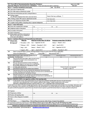 FCC Form 499-Q Telecommunications Reporting Worksheet