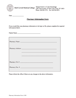 Pharmacy Information Form