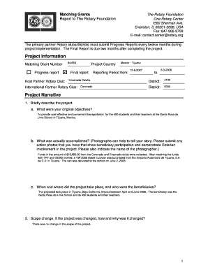 Rotary Foundation Matching Grant Report