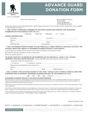 Advance Guard Donation Form