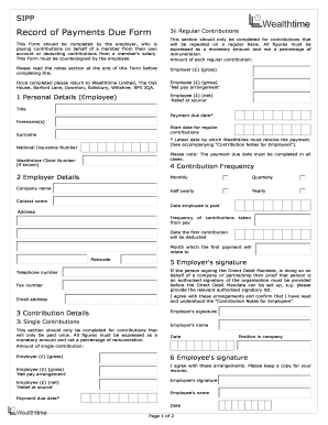 SIPP Record of Payments Due Form