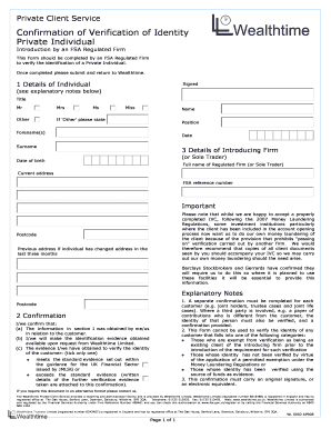 UK Financial Sector Identity Verification Form