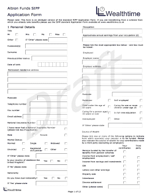 Albion Funds SIPP Application Form
