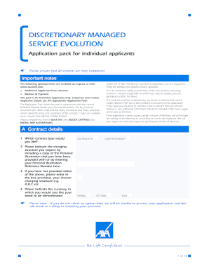 AXA Isle of Man Discretionary Managed Service Application