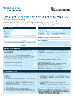 UK Mini/Maxi ISA Application Form