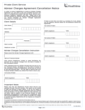 30 day cancellation notice template - Adviser Charges Agreement Cancellation Notice - Wealthtime