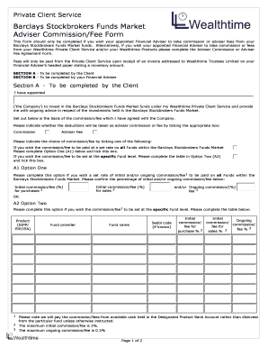 Barclays Stockbrokers Adviser Commission Fee Form