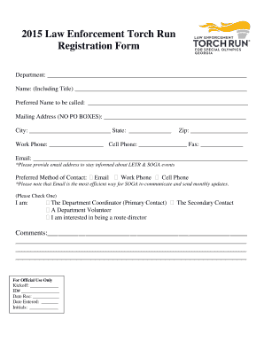 2015 Law Enforcement Torch Run Registration Form