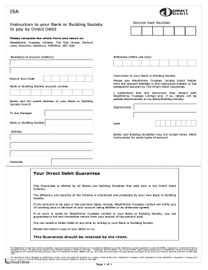 UK Direct Debit Instruction Form