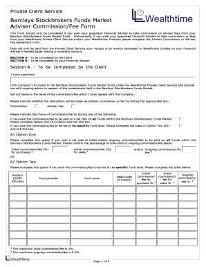 Barclays Stockbrokers Adviser Commission Fee Form