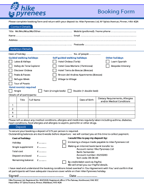 Hike Pyrenees Booking Form