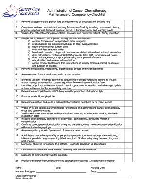 Cancer Chemotherapy Competency Checklist