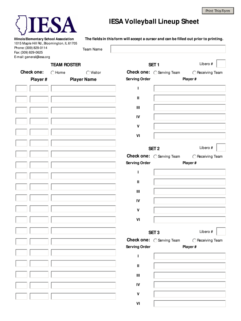 IESA Volleyball Lineup Sheet Fill and Sign Printable Template Online