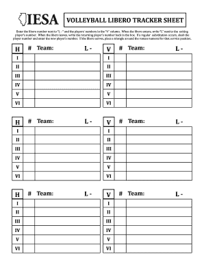 Fillable Online VOLLEYBALL LIBERO TRACKER SHEET Fax Email Print - pdfFiller