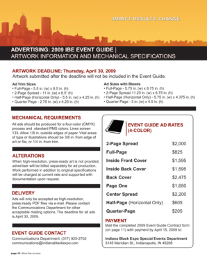 ARTWORK INFORMATION AND MECHANICAL SPECIFICATIONS