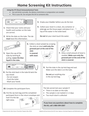 FIT Fecal Immunochemical Test Instructions