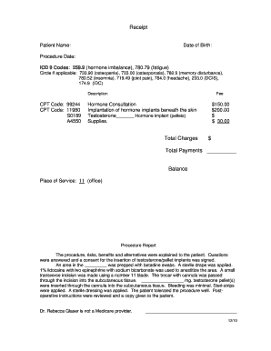 Medical Procedure Receipt and Report