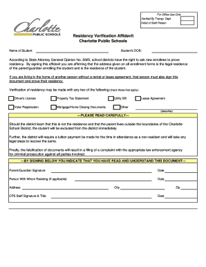 Residency Verification Affidavit