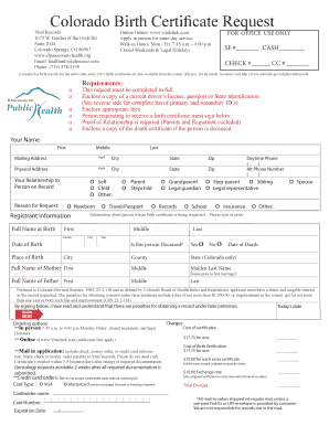 Colorado Birth Certificate Request Form