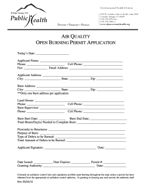 Colorado Open Burning Permit Application