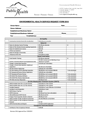 Environmental Health Service Request Form