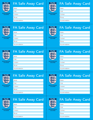 Football Association Safe Away Card