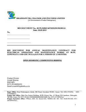BID DOCUMENT FOR ANNUAL MAINTENANCE CONTRACT FOR