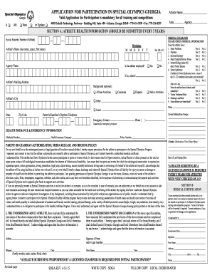 Special Olympics Georgia Participation Application