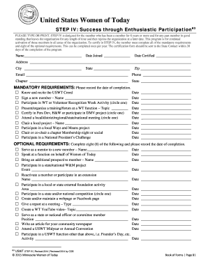 USWT STEP IV Certification Form