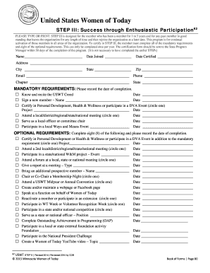 USWT STEP III Certification Form