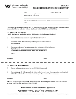 Selective Service Information Form