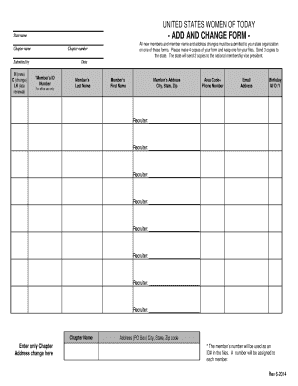 US Women of Today Member Add and Change Form