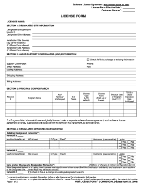 Software License Agreement Form