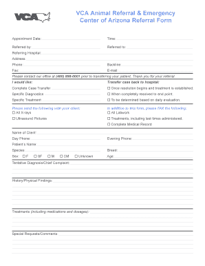 VCA Animal Referral Form