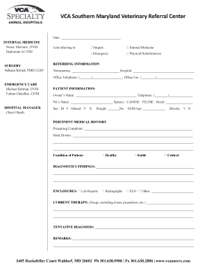Veterinary Referral Form