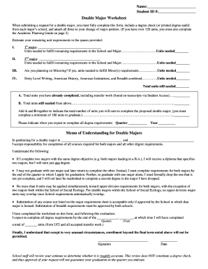 Double Major Worksheet