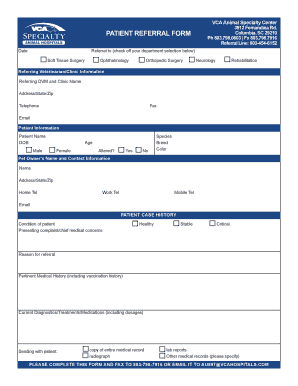 VCA Specialty Patient Referral Form