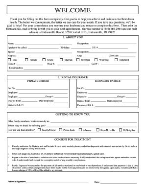 Dental Patient Intake Form