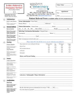 Ophthalmology Patient Referral Form