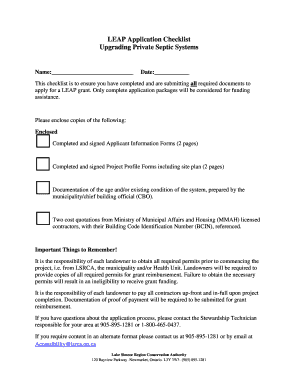Fillable Online LEAP Application Checklist - Upgrading Private Septic Systems Fax Email Print ...