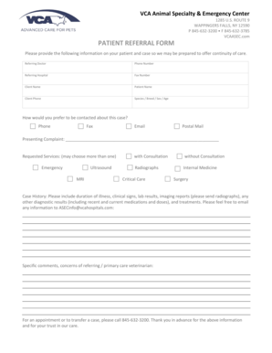 VCA Patient Referral Form
